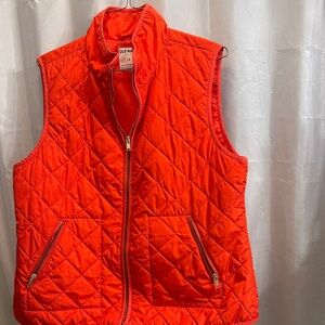 Old Navy Womens Sz Lg Quilted Zip Up Puffer Vest Orange Red